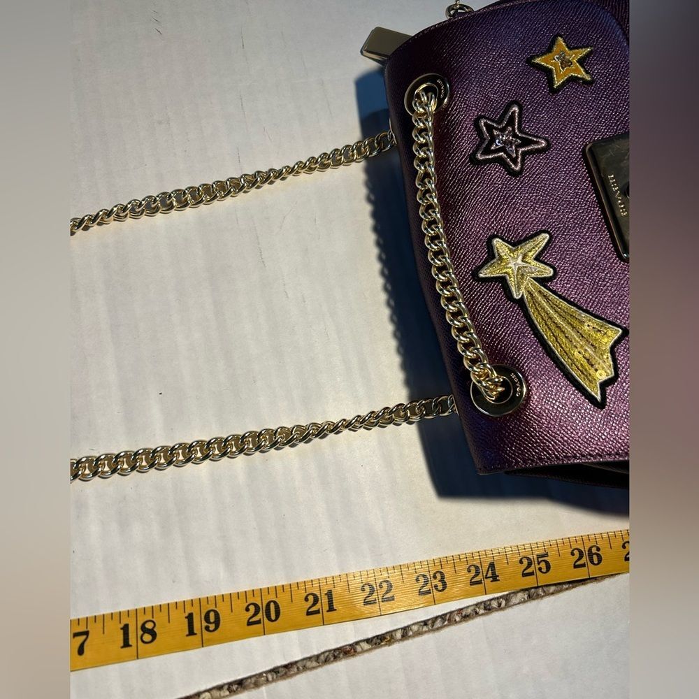 Coach Cassidy Purple Metallic Star Embellished Crossbody Bag F38341 - Picture 14 of 16